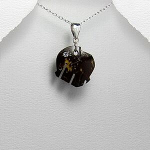 Adorable Wooden‎ Elephant Necklace Sterling Silver